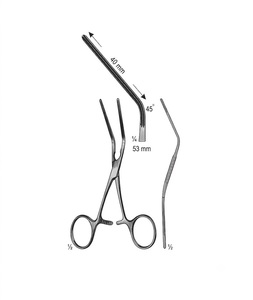 Pince bouledogue à poignée annulaire en acier inoxydable, faible MOQ, vente en gros 45 °   Instruments chirurgicaux angulaires certifiés CE Classe I, manuels - Product Image 1