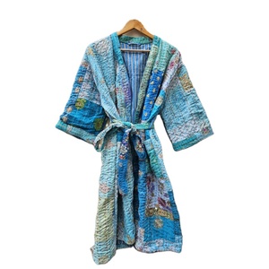 Kimono Khambhadiya acolchado de retazos hecho a mano para dama de honor, ropa de dormir para mujer, estilo bohemio, 100%, seda, Verano - Product Image 1