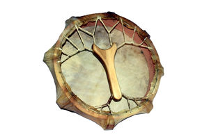 Tambor redondo de piel de cabra hecho a mano de 16 pulgadas, tambor shamanico con marco de piel de búfalo, fabricante profesional de tambores shamanicos hechos a mano. - Product Image 6