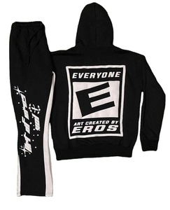 Chándal 100% algodón 100% Trajes de 2 piezas para hombres Jersey de algodón de color sólido Sudadera Chándal y pantalones de chándal para correr Conjunto - Product Image 1