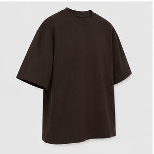 Camiseta de Manga Corta Extra Grande para Hombre, Diseño Interlock Estructurado en Color Marrón Espresso, MTS-OVR-0028 - Product Image 4