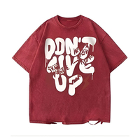 T-shirt en tricot imprimé haute densité pour homme, coupe oversize, coton lourd respirant, design en relief, coupe décontractée, manches courtes, col rond