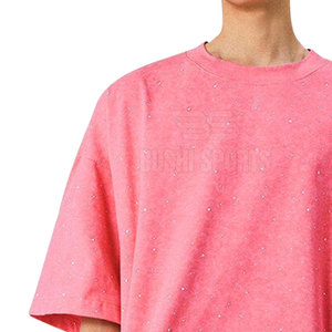 Camiseta con Pedrería al Por Mayor, 100% Algodón, Cuello Redondo, Diseño de Logotipo Personalizado OEM - Product Image 6