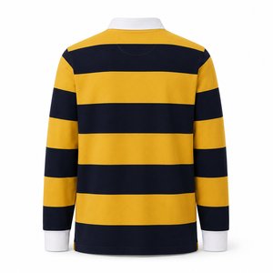 Polo à manches longues rayé personnalisé pour homme – Maillot de rugby en coton respirant de haute qualité – Hauts de sport décontractés et tendance – Vente en gros - Product Image 3