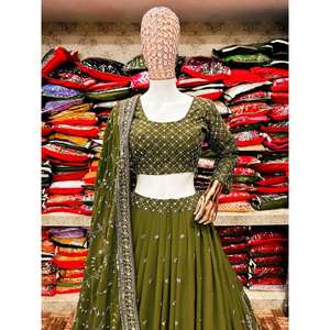 Vêtements indiens et pakistanais de créateur, broderie de séquence, tenue de soirée, lehenga choli - Product Image 2