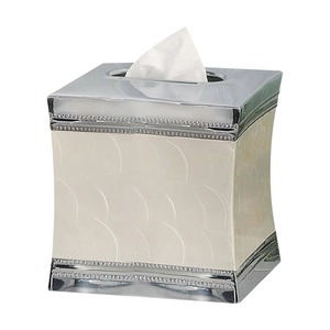 Modern White <b>Marble</b> Effect Square Tissue Box Cover Free Standing for Bathroom Decor - Product Image 2