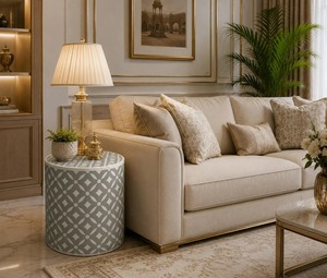 Tabouret d'appoint tambour en métal industriel, fait main, avec incrustation de coquillages et motif coquillage, couleur personnalisable, pour la décoration intérieure, vente en gros - Product Image 6