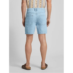 Shorts Bermuda en jean bleu clair pour homme, taille mi-haute, fermeture boutonnée, décontracté, en coton tissé - Product Image 3