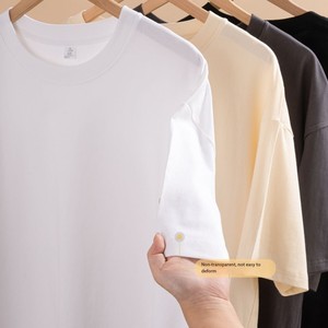 Camiseta de manga corta con cuello redondo y hombros caídos para hombre, 100% algodón de 230 g, color liso, talla grande, capa base, OEM personalizada - Product Image 2