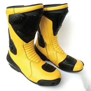 Chaussures de moto de course sur mesure pour adultes, en cuir véritable, hauteur genou, fabriquées directement, en caoutchouc PU, bottes de moto d'hiver - Product Image 1