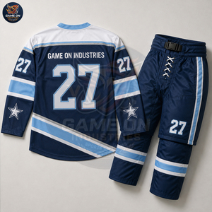 Uniformes de Hockey sobre Hielo Azul Marino Personalizados con Número, Ropa Deportiva Transpirable de Alto Rendimiento para Equipos, Diseño OEM/ODM - Product Image 2