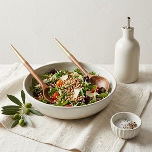 Luxury Modern Eco-Friendly Acacia Wood Salad Server Set <b>Gold</b> Brass Handles Handcrafted <b>Serving</b> <b>Spoon</b> Fork Home Hotel Tableware - Product Image 3