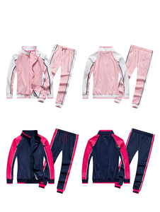 Conjunto Deportivo Rosa para Hombre, Estilo Deportivo, Color Sólido, Cuello Alto, Cierre de Cremallera, Bolsillos Laterales, Transpirable, Corte Regular, Primavera - Product Image 4