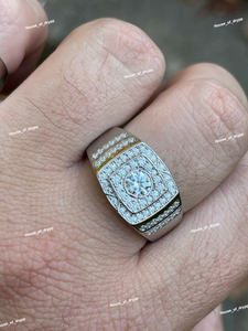 Trendy Moissanite Diamond Square Halo <b>Ring</b> In 925 Sterling Silver Bold Hip Hop Statement <b>Ring</b> <b>For</b> <b>Men</b> - Product Image 3