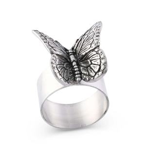 White Shade <b>Silver</b> Flying Butterfly Metal Stainless Steel Elegant Napkin <b>Ring</b> Premium Quality Round Napkin <b>Ring</b> - Product Image 1