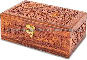 กล่องเก็บเครื่องประดับไม้ส่วนบุคคลกล่องไม้แกะสลักทำด้วยมือ - Product Image 1