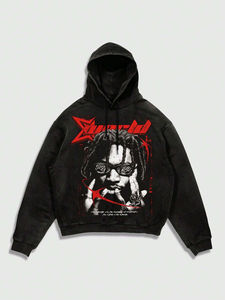 เสื้อฮู้ดดี้สตรีทแวร์ผ้าคอตตอนหนานุ่มทรงโอเวอร์ไซส์สำหรับทุกเพศ พร้อมปักลายพิมพ์โลโก้ตามสั่ง - Product Image 4