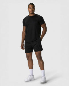 Camiseta de Manga Corta para Hombre, Cuello Redondo, Color Negro Sólido, Corte Regular, Estilo Urbano Básico, Impresión Serigráfica, Transpirable, Anti-Pilling - Product Image 4