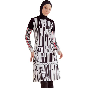 Full Coverage Hijab Swimwear Customizable Colors High Cut <b>Print</b> Burkinis <b>Islam</b> Women's Plus Size 2 Piece Set Anti-bacteria - Product Image 4