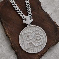 Pendentif Médaillon Rond Personnalisé Hip Hop Iced Out avec Chaîne Cubaine en Moissanite, Argent 925 Plaqué Or, Bijoux pour Hommes – Vente en Gros