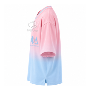 Camiseta Oversize para Mujer Gamma Phi Delta, Rosa y Azul, Casual, Holgada, Cuello en V, para la Hermandad Universitaria Griega - Product Image 3