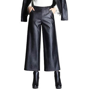 Pantalones de cuero elegantes para mujer, corte ajustado, diseñados para un estilo urbano y para combinar con diferentes atuendos. - Product Image 1