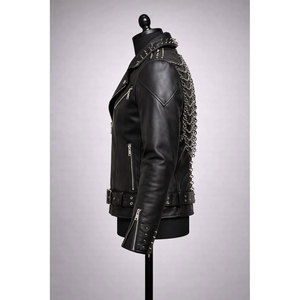 TOP SELL <b>Gothic</b> Skeleton Rib-Cage Cowhide <b>Jacket</b> Studded Black <b>Jacket</b> with Drape Chains UNISEX - Product Image 5