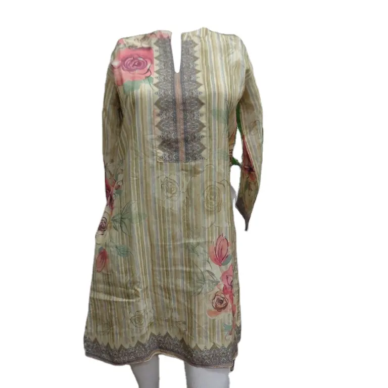 Elegante Kurti étnico de seda viscosa: Túnica de mujer india | Conjunto de estampado tradicional Kurti tradicional: túnicas étnicas de mujer