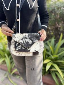 Bolso de Mano de Cuero Auténtico de Vaca, Bolso Bandolera Cruzado, Elegante y Popular, Bolso Bandolera de Piel con Pelo para Mujer - Product Image 3