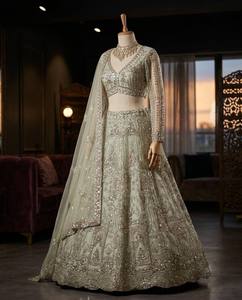 Elegante Lehenga Choli de Seda de NiMa Creations, Bordado, de Secado Rápido, para Bodas, Traje Tradicional Indio para Mujer, Largo Regular, Nupcial - Product Image 2