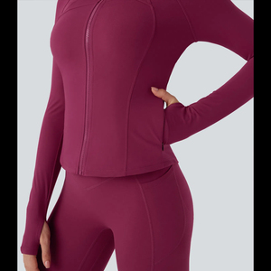 Wholesale Women Yoga <b>Jacket</b> <b>Workout</b> Zipper Long Sleeve Gym Fitness Activewear Quick Dry Breathable Stretch Sportswear <b>Jacket</b> - Product Image 4