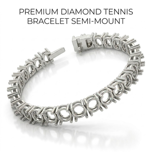 Monture de bracelet tennis en or blanc 14K avec diamant rond de 0,50 ct, sertissage panier à quatre griffes, bijoux fins, MOQ 1 pièce - Product Image 1