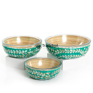Bol rond artisanal en nacre incrustée, cadeau élégant Tradebyd - Product Image 5