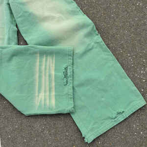 Vaqueros holgados de alta calidad hechos a medida para hombre, vaqueros desgastados con efecto descolorido, color verde menta, con pedrería, vaqueros anchos de pierna ancha para hombre. - Product Image 2