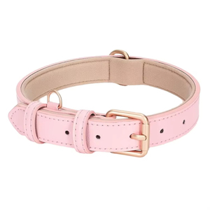 Premium Padded Genuine Leather Dog <b>Collar</b> with Brass Buckle & D-Ring Soft Inner Lining Adjustable <b>Pet</b> Neck Strap for Small - Product Image 3