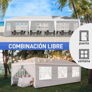 Carpa Impermeable Blanca para Bodas y Fiestas de 10' X 30', Gazebo para Patio Exterior con 8 Paredes Laterales Extraíbles - Product Image 2