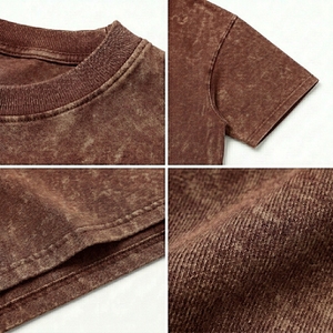 Camiseta de algodón de cuello redondo, de gramaje alto, oversize, vintage, con lavado a la piedra, efecto desgastado, corte holgado, hombros caídos, manga corta y lavado ácido, estilo casual. - Product Image 6