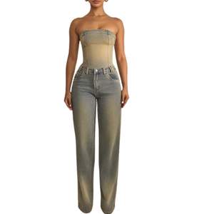 Nouveau Jean en Denim Délavé Vintage Taille Haute Coupe Droite Ample pour Femme, Style Urbain, Vente en Gros Personnalisée OEM ODM - Product Image 5