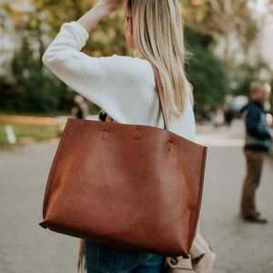 Classic Leather Tote Bag Women Shopper - Product Image 1