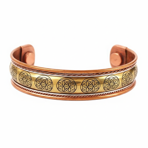 Aimant puissant en néodyme, Kada en cuivre pour une thérapie maximale, gravé d'un motif floral - Product Image 4