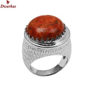 Bague en argent sterling 925 au design classique et tendance, ornée d'un corail éponge, pour hommes, en stock, vente en gros, bagues de mode. - Product Image 1