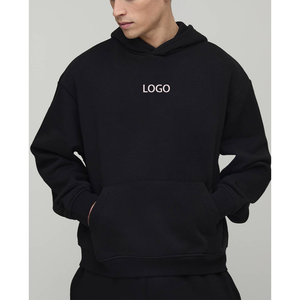 Sweat à capuche uni pour homme, personnalisable avec logo de marque, style streetwear, épaules tombantes, manches longues, taille américaine, avec logo brodé ou imprimé - Product Image 1