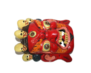 Masque Bhairav en bois fait main à suspendre au mur, masque bouddhiste tibétain traditionnel, décoration ethnique, art mural tribal - Product Image 2