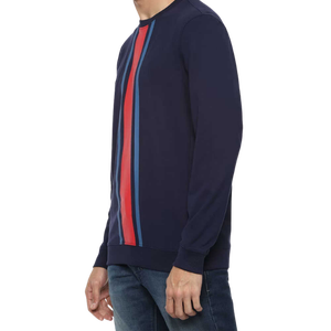 เสื้อสเวตเชิ้ตผู้ชายสีน้ำเงินกรมท่า คอกลม ติดกระดุม ทรงปกติ แขนยาว สวมใส่สบาย ผ้าถัก สำหรับฤดูหนาว ผลิตจากผ้าฝ้าย 100% - Product Image 1