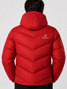 Chaqueta Acolchada con Capucha Roja para Hombre NASWEAR, Chaqueta Deportiva de Invierno de Poliéster Resistente al Viento con Cierre de Cremallera y Logotipo, Chaqueta Ligera - Product Image 2