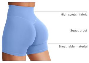 Shorts de Yoga de Cintura Alta sin Costuras, Color Sólido, Cintura Elástica, Shorts Deportivos para Mujer, Material de Spandex y Nailon - Product Image 2