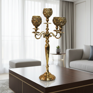 Metal 5 Arms <b>Tall</b> Candelabra With Solid Base Centerpieces Handmade Candle Holder for Christmas Wedding Dinner <b>Table</b> Decoration - Product Image 3