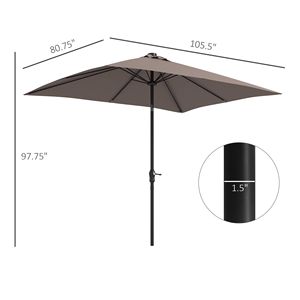 Sombrilla solar para patio de 7 pies con manivela y luces LED para protección solar al aire libre - Color bronceado - Product Image 3