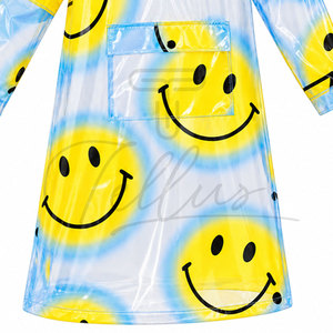 Impermeable Transparente de PVC para Mujer, Cortavientos, con Capucha Ajustable, Cierre de Botones a Presión, Diseño Largo, Bolsillos Elegantes - Product Image 5