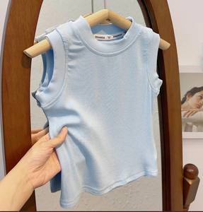 T-shirt décontracté sans manches en coton pour filles, été, noir, blanc, rose, à porter en extérieur - Product Image 5